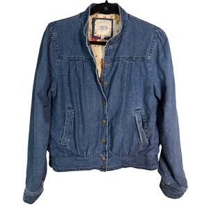 Vintage Prairie Denim Jean Jacket Y2K Womens L Flannel Lined Barn Chore